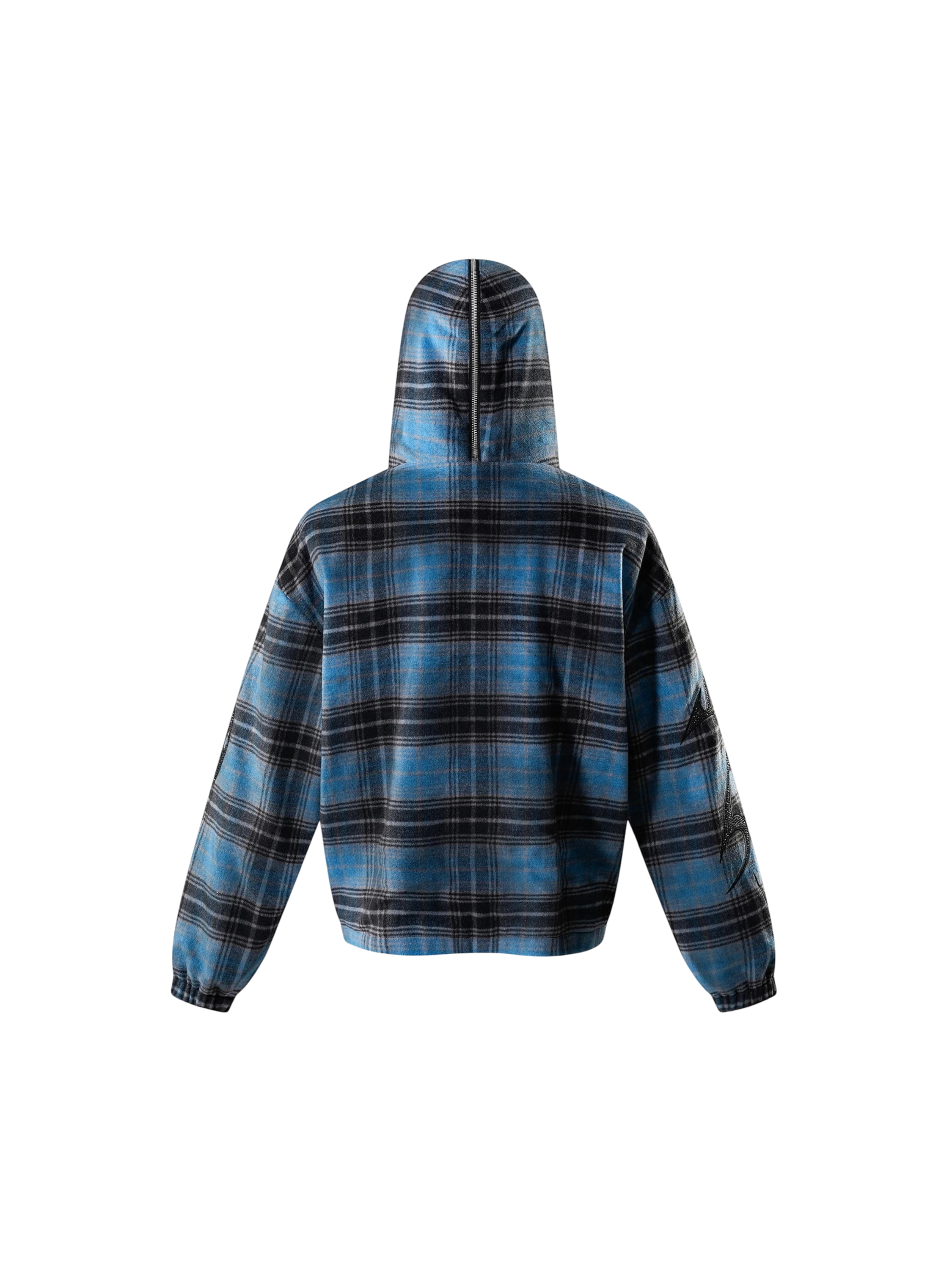 TBHNP Eclipse of the Blood Moon knight plaid zip hooded shirt — men's gothic streetwear shirt
