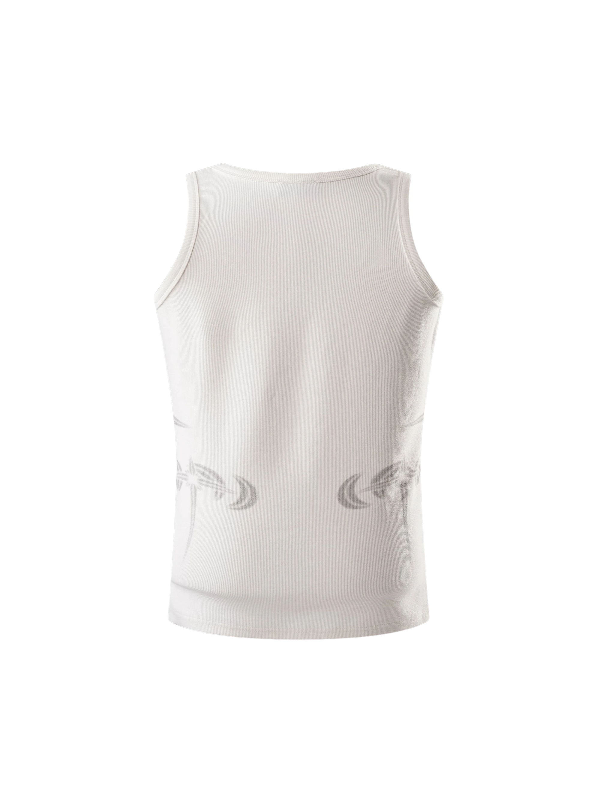 TBHNP Luminous Dawn ribbed cotton tank top with metal astral logo badge — men's streetwear sleeveless tee