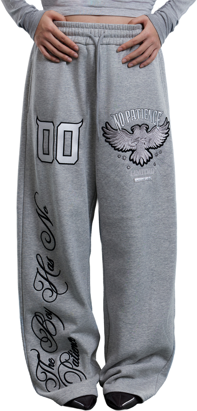 DOUBLE‑HEADED EAGLE EMBROIDERED PATTERN LONG SWEATPANTS