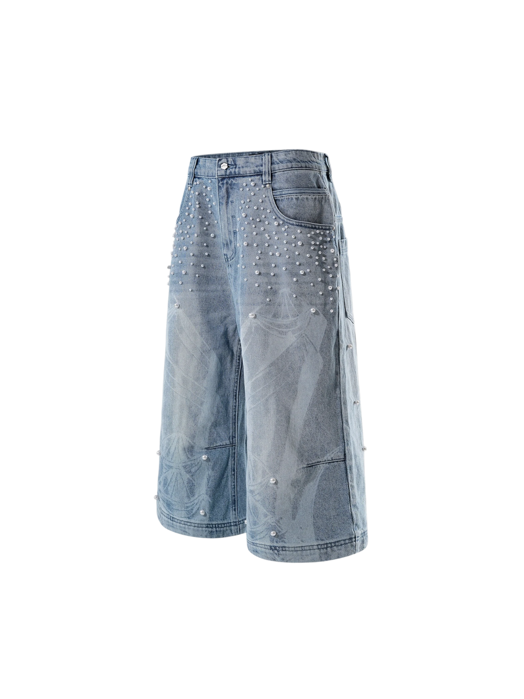 TBHNP Luminous Dawn pearl armor cropped wide-leg jeans — men's streetwear denim