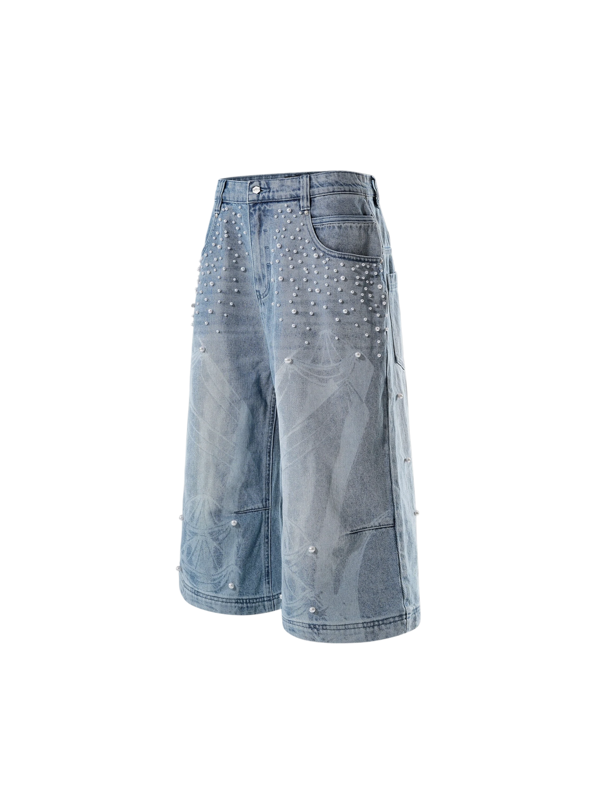 TBHNP Luminous Dawn pearl armor cropped wide-leg jeans — men's streetwear denim