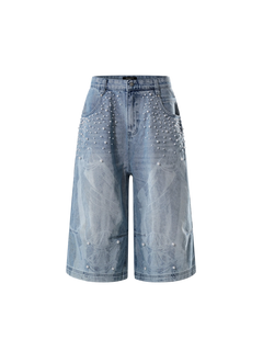 TBHNP Luminous Dawn pearl armor cropped wide-leg jeans — men's streetwear denim