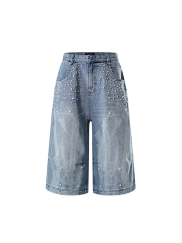TBHNP Luminous Dawn pearl armor cropped wide-leg jeans — men's streetwear denim