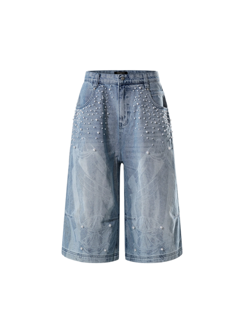 TBHNP Luminous Dawn pearl armor cropped wide-leg jeans — men's streetwear denim