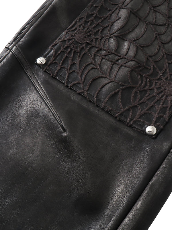 ECLIPSE OF THE BLOOD MOON COBWEB LEATHER PANTS
