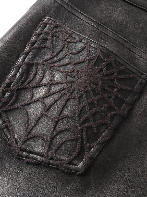ECLIPSE OF THE BLOOD MOON COBWEB LEATHER PANTS