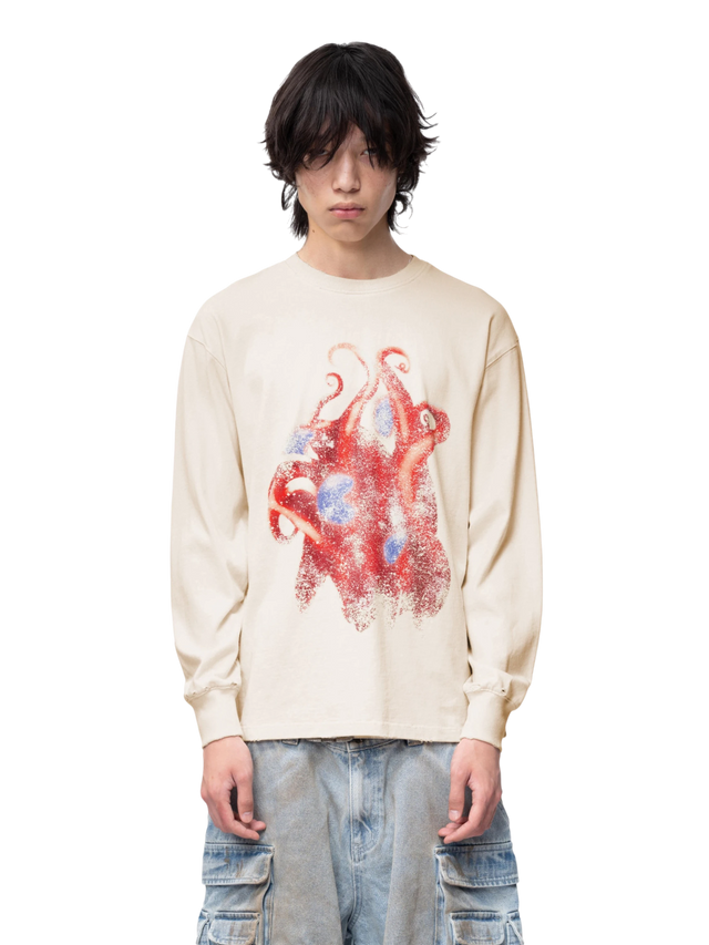 TWO-TONE PRINTED LONG-SLEEVE TEE