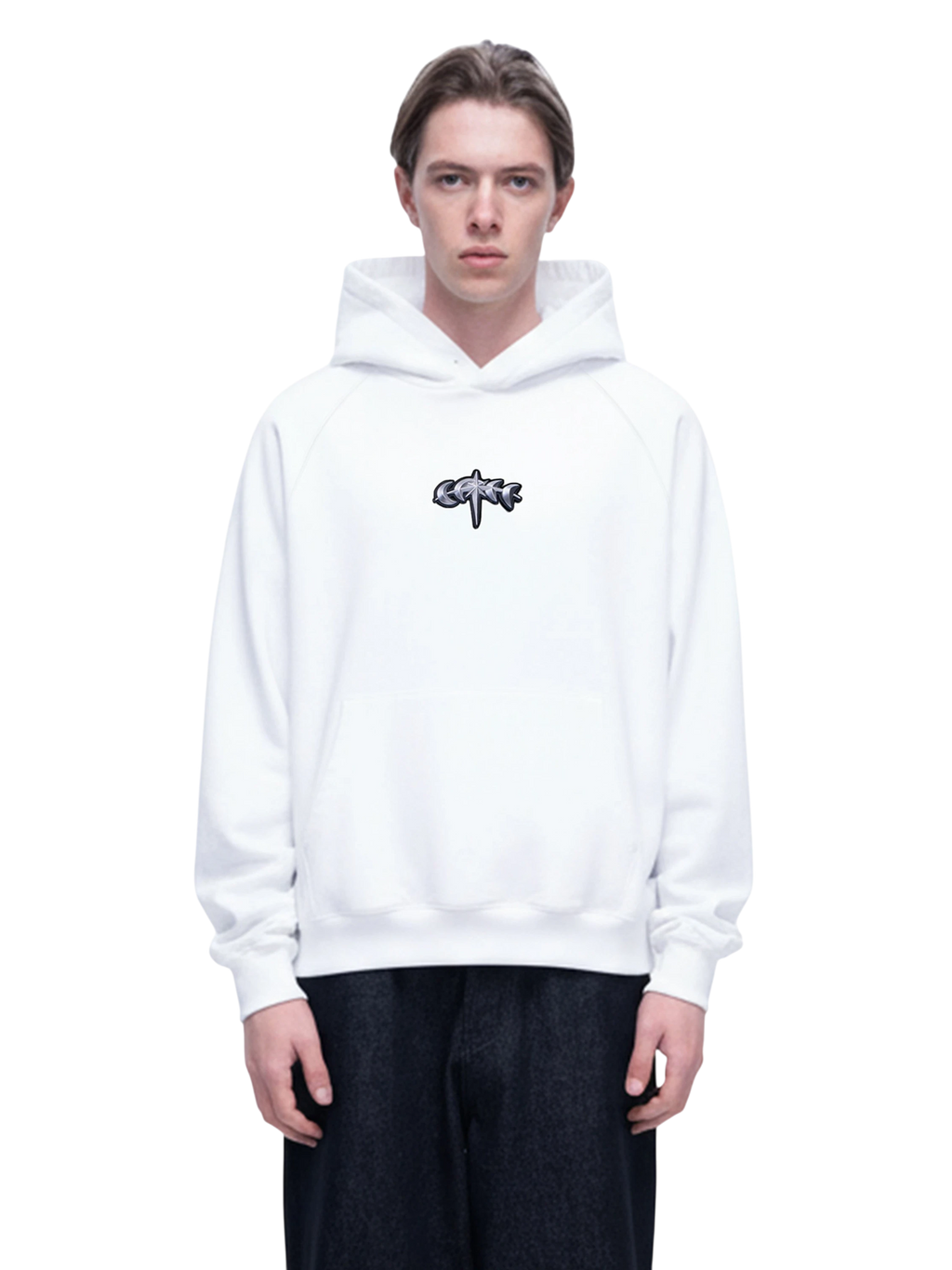 TBHNP Luminous Dawn flocked logo pullover hoodie — men's streetwear hoodie