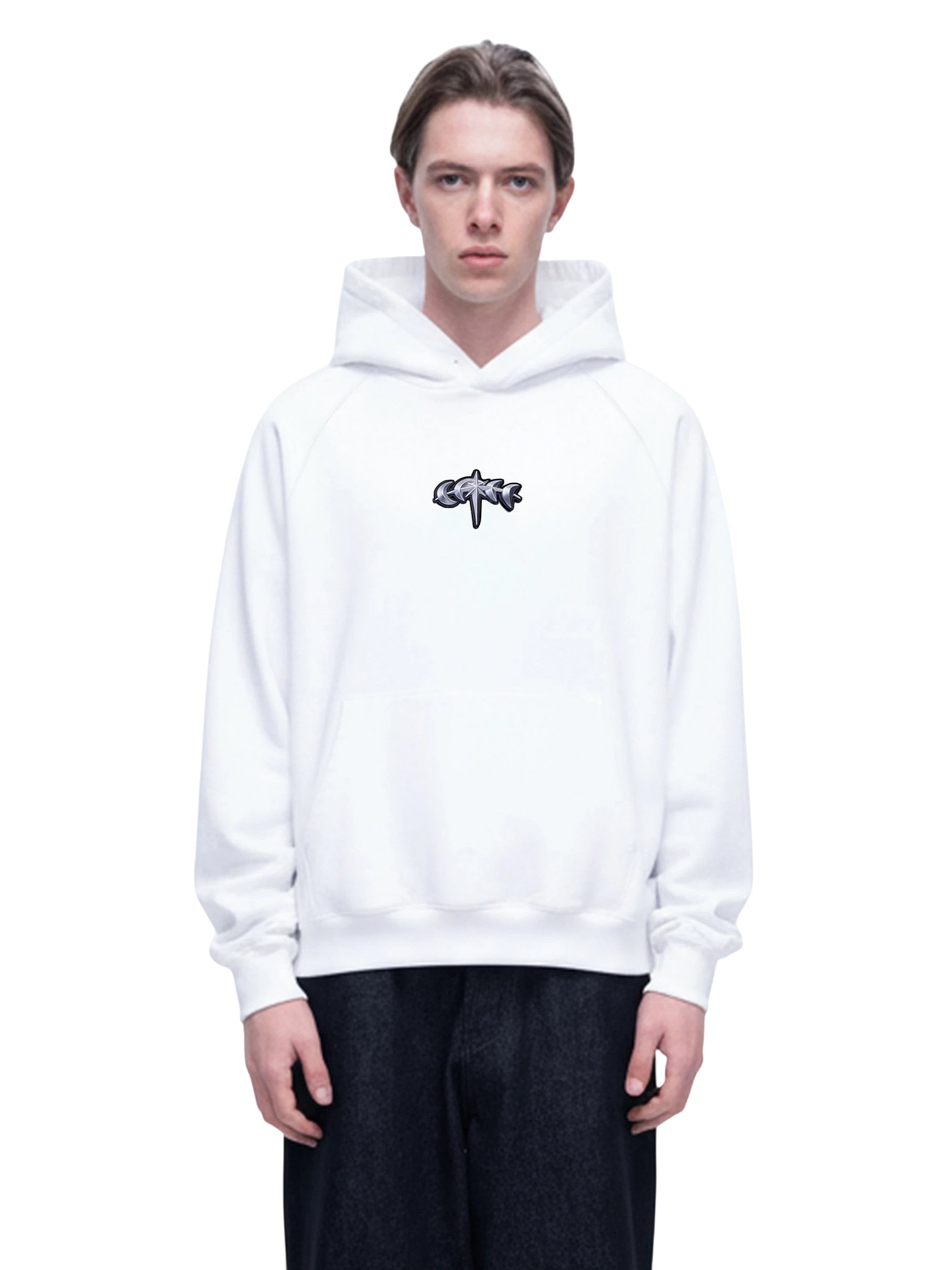 TBHNP Luminous Dawn flocked logo pullover hoodie — men's streetwear hoodie