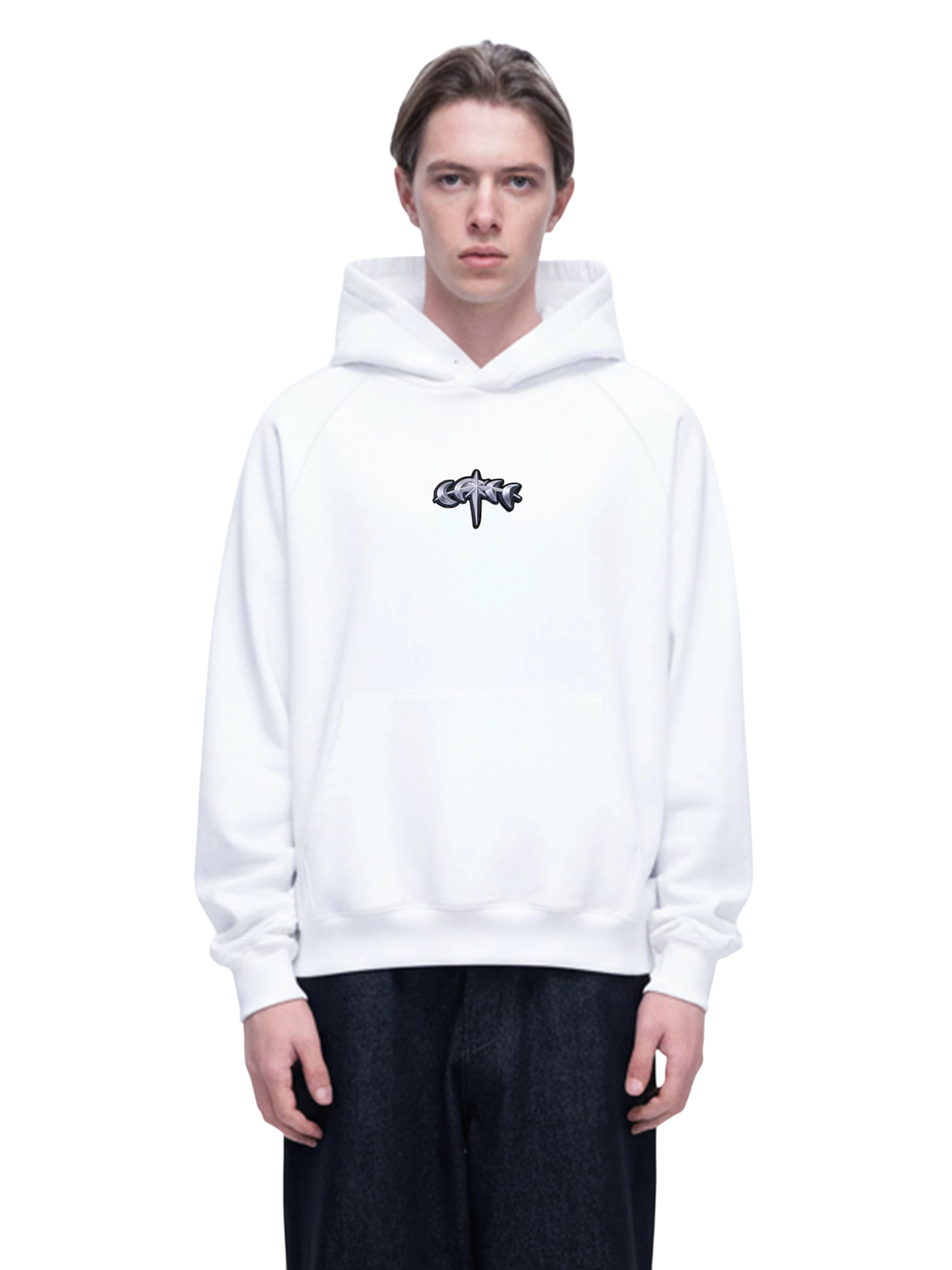 TBHNP Luminous Dawn flocked logo pullover hoodie — men's streetwear hoodie