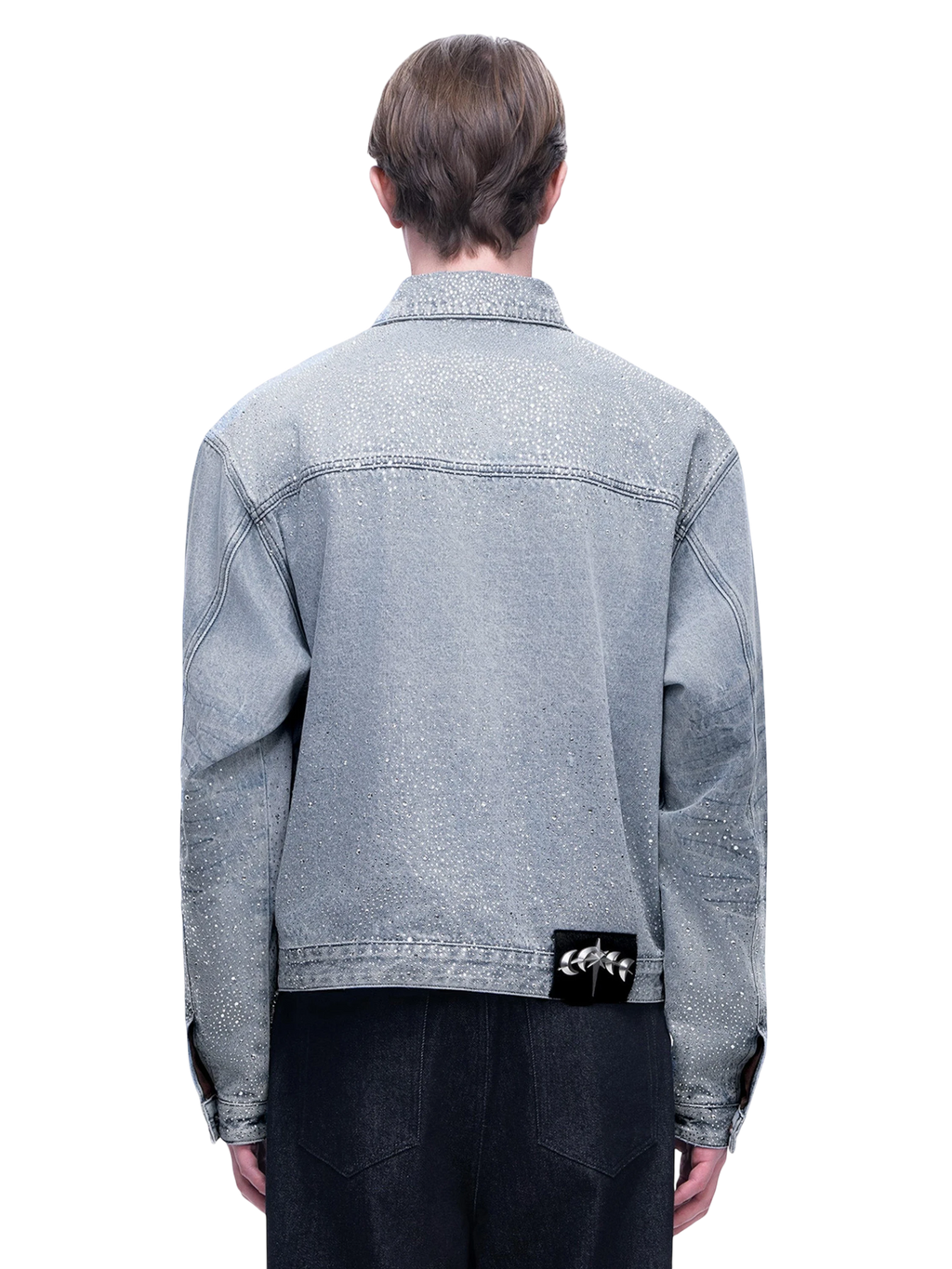 LUMINOUS DAWN RHINESTONE PEARL DENIM TRUCKER JACKET