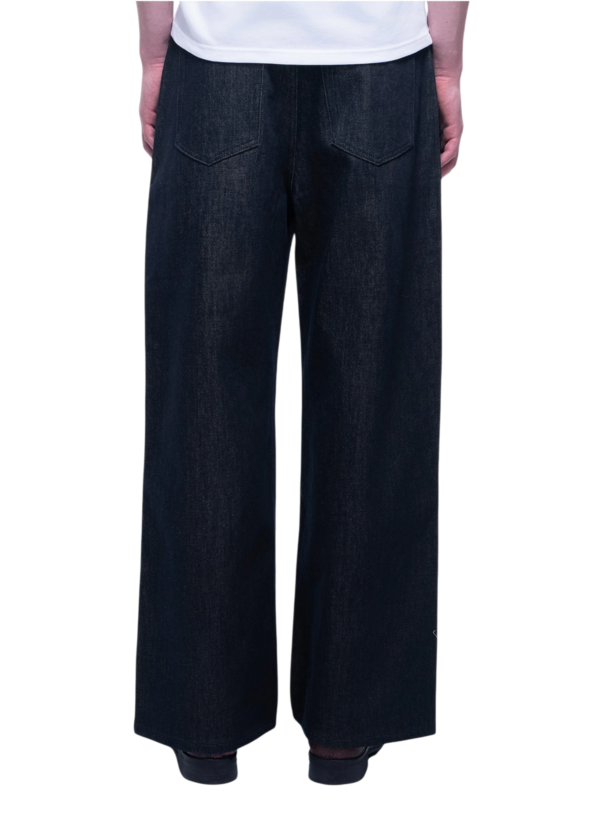 TBHNP Luminous Dawn button-fly wide-leg jeans, dark blue — men's streetwear denim