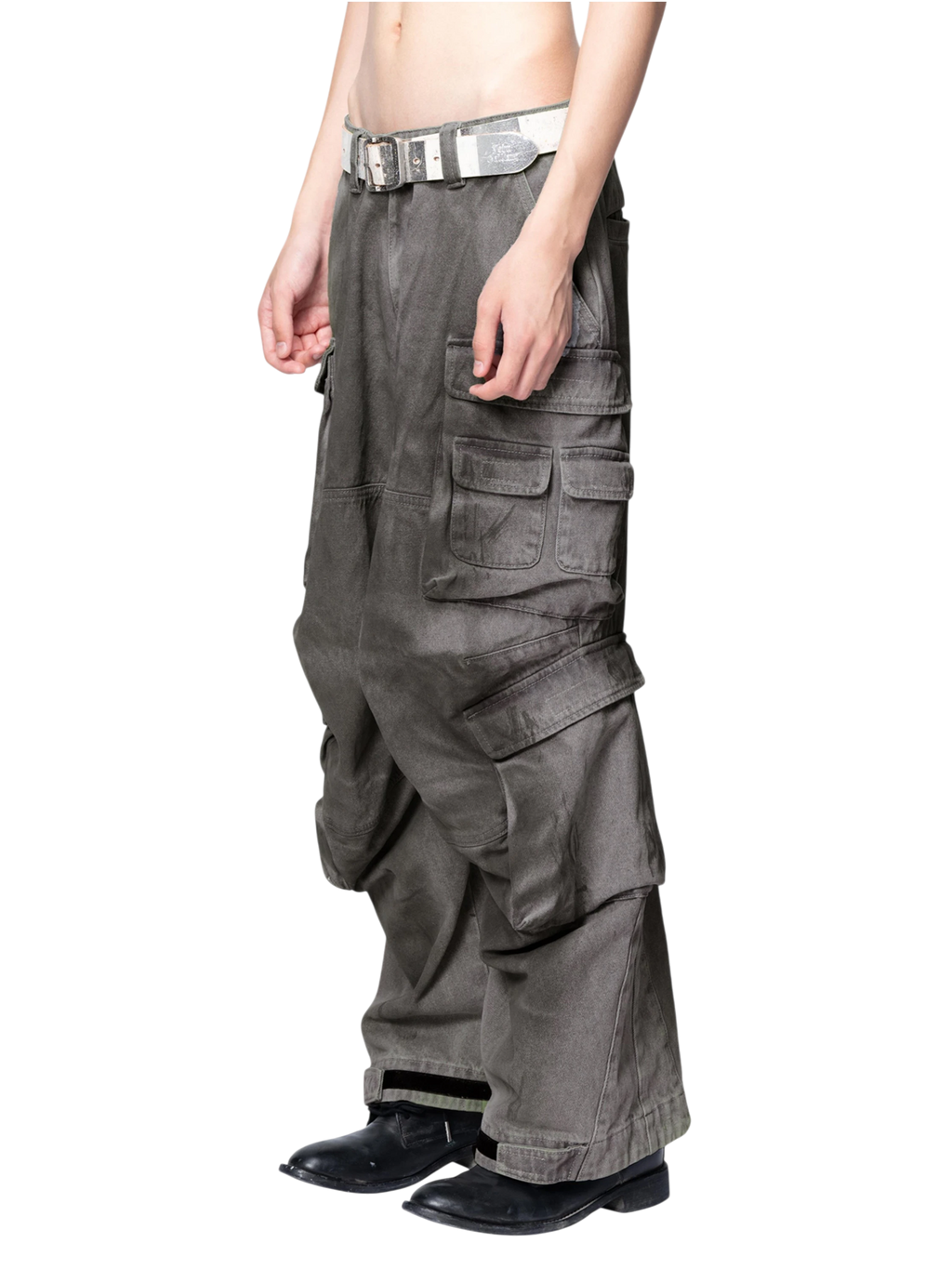 TBHNP Disciple mud-dyed multi-pocket baggy cargo pants — men's streetwear cargo pants