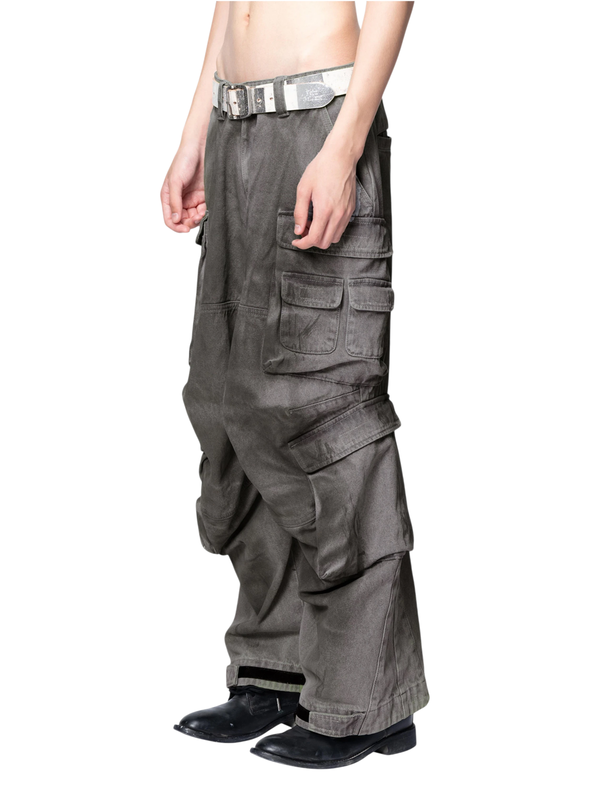 TBHNP Disciple mud-dyed multi-pocket baggy cargo pants — men's streetwear cargo pants
