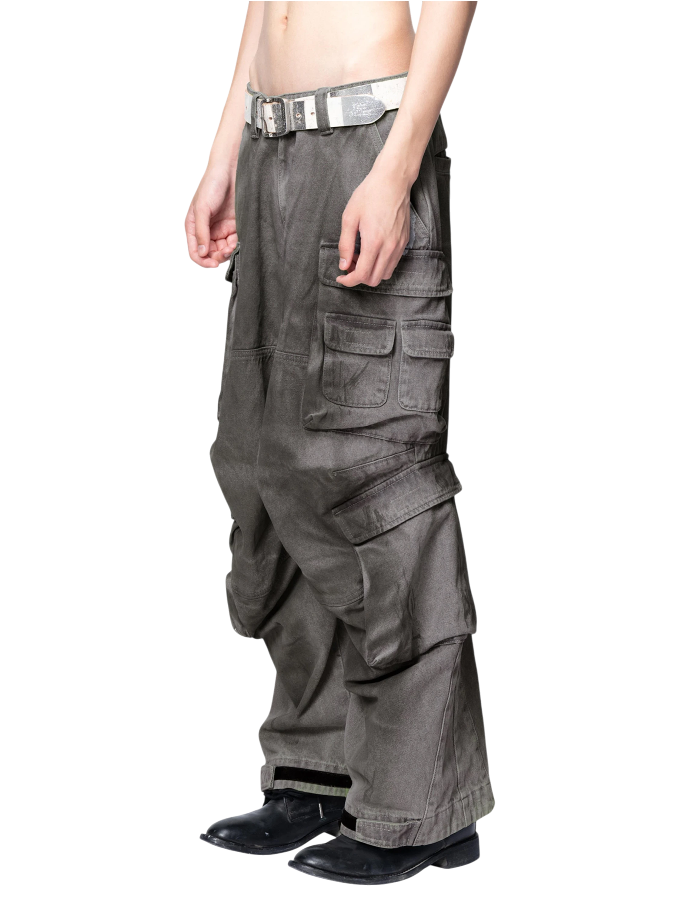 TBHNP Disciple mud-dyed multi-pocket baggy cargo pants — men's streetwear cargo pants