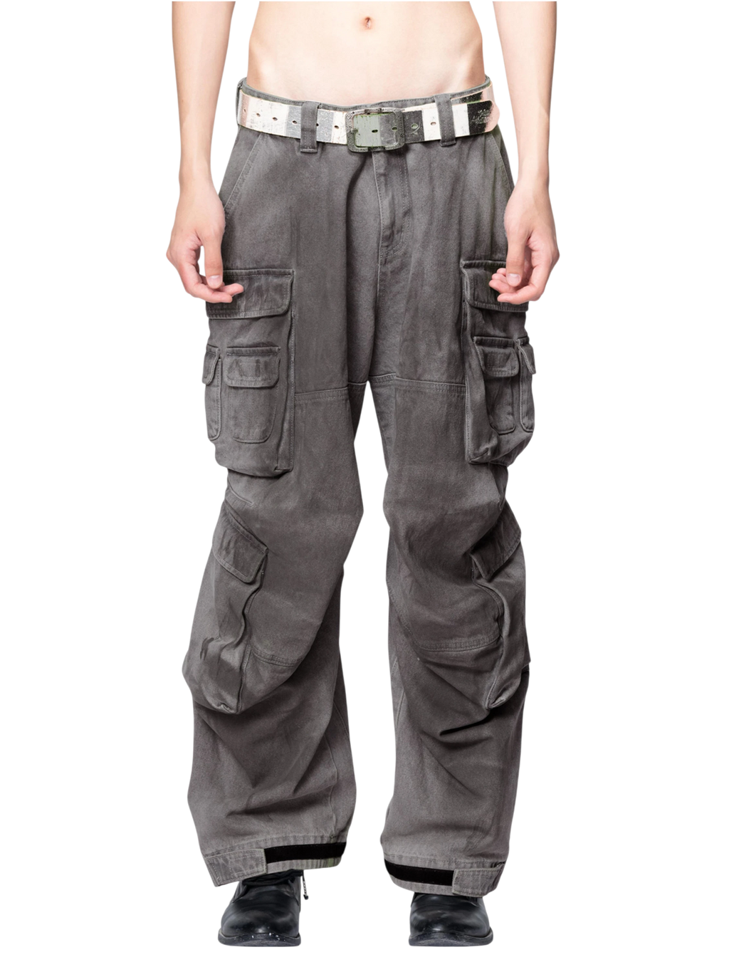 TBHNP Disciple mud-dyed multi-pocket baggy cargo pants — men's streetwear cargo pants