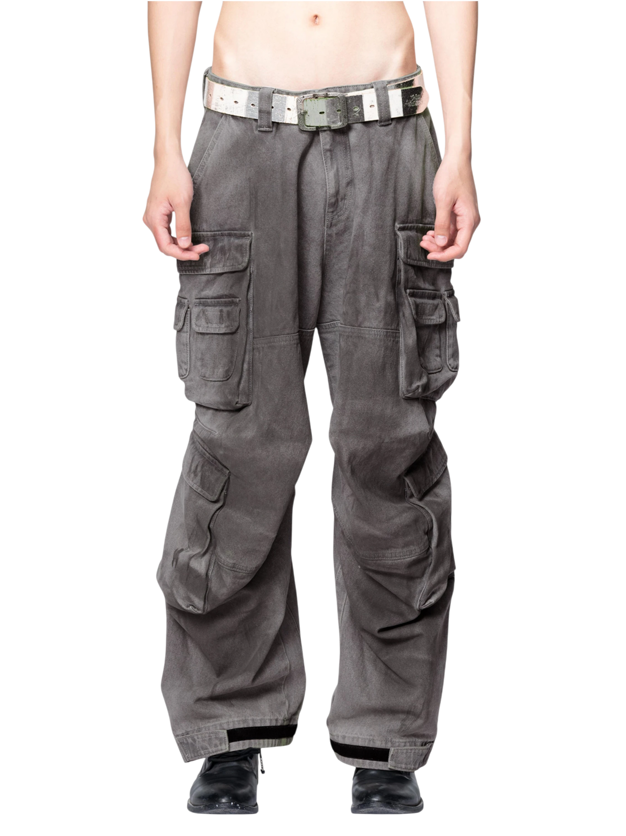 TBHNP Disciple mud-dyed multi-pocket baggy cargo pants — men's streetwear cargo pants