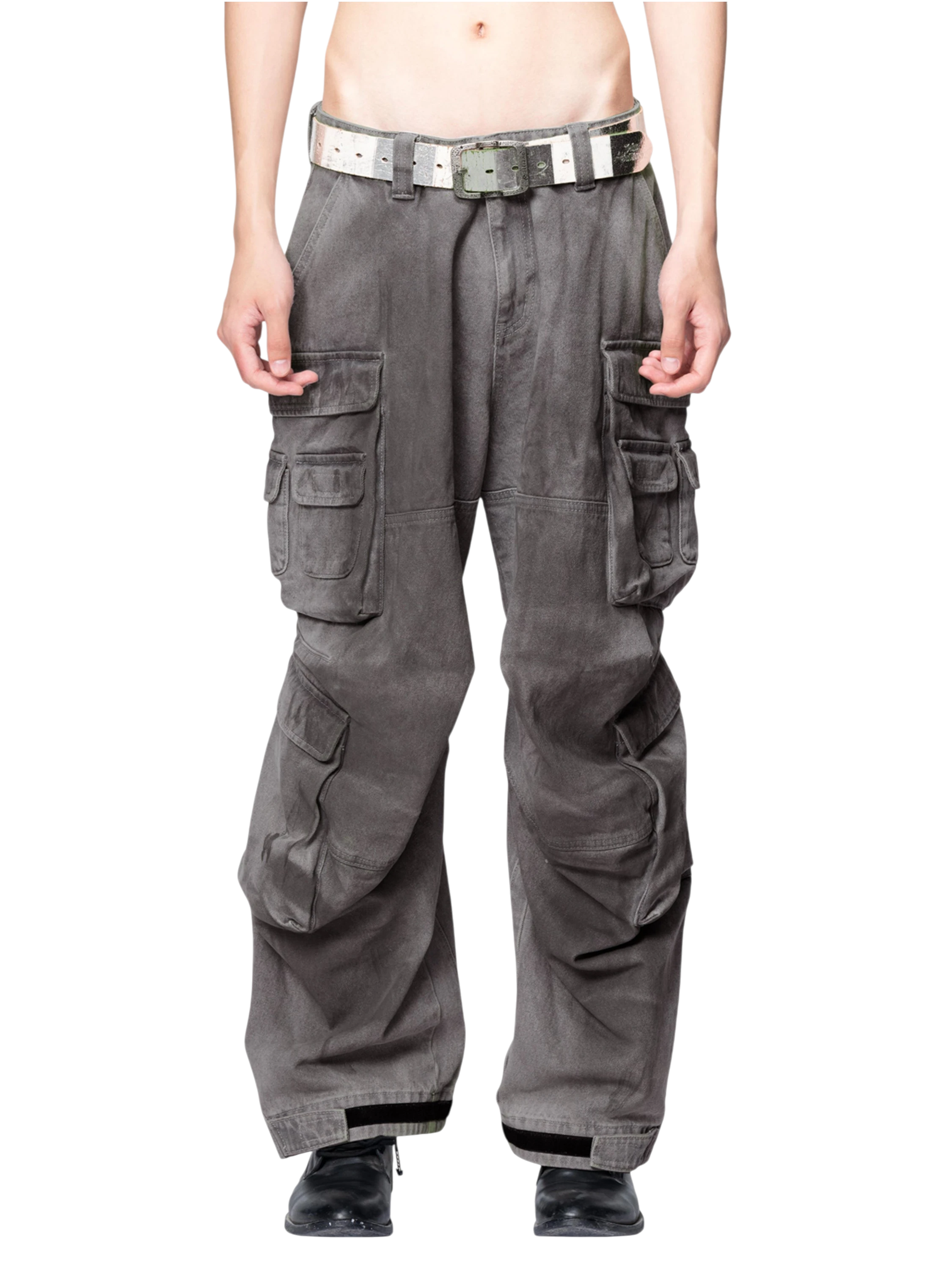 TBHNP Disciple mud-dyed multi-pocket baggy cargo pants — men's streetwear cargo pants
