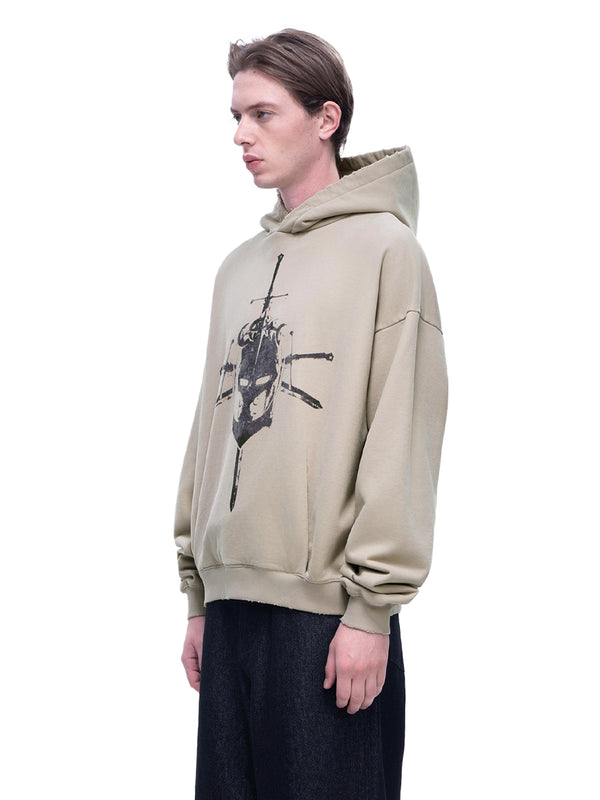 LUMINOUS DAWN KNIGHT AND SWORD PRINTED HOODIE