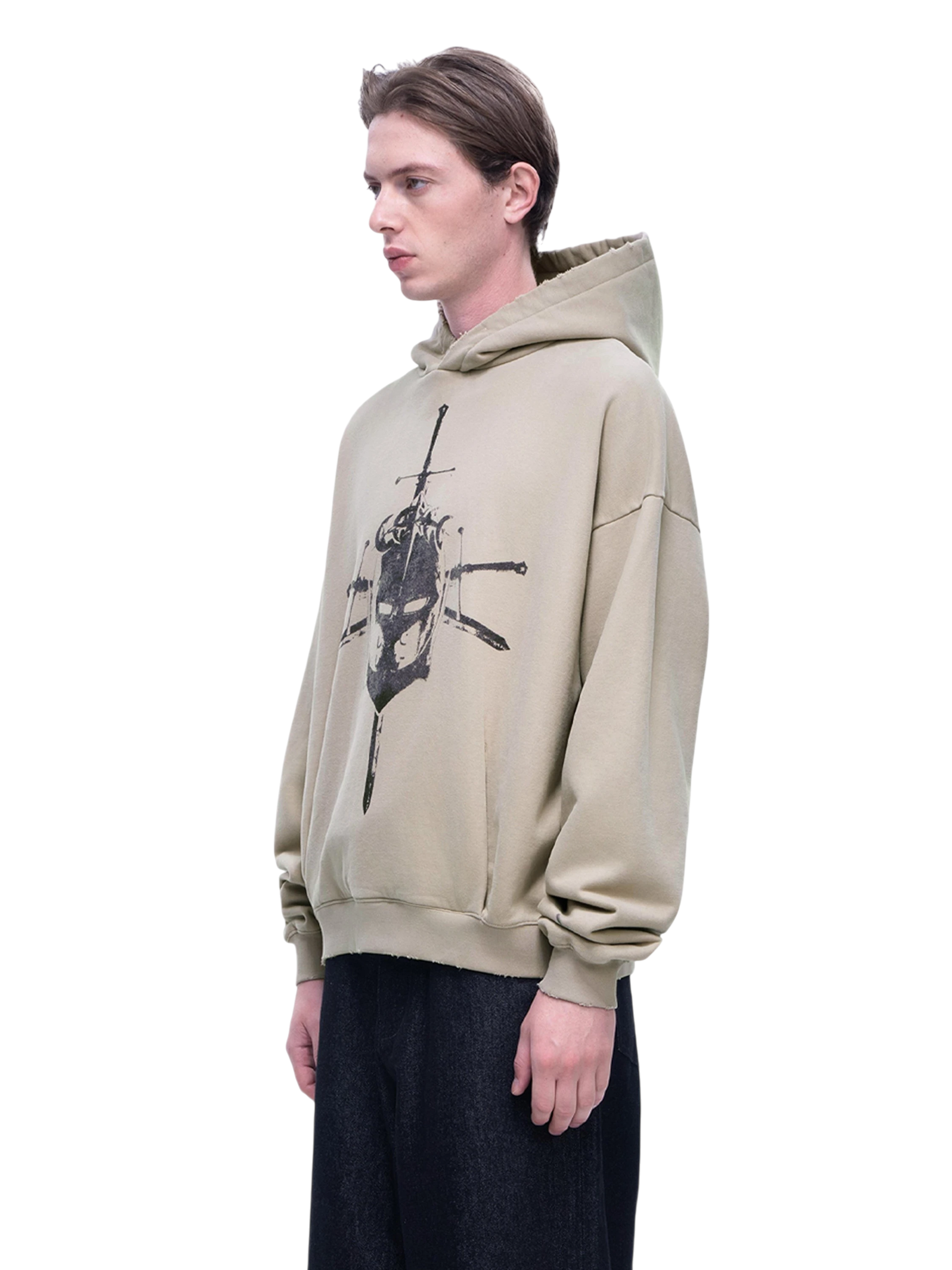 TBHNP Luminous Dawn knight and sword colour-block hoodie — men's streetwear hoodie