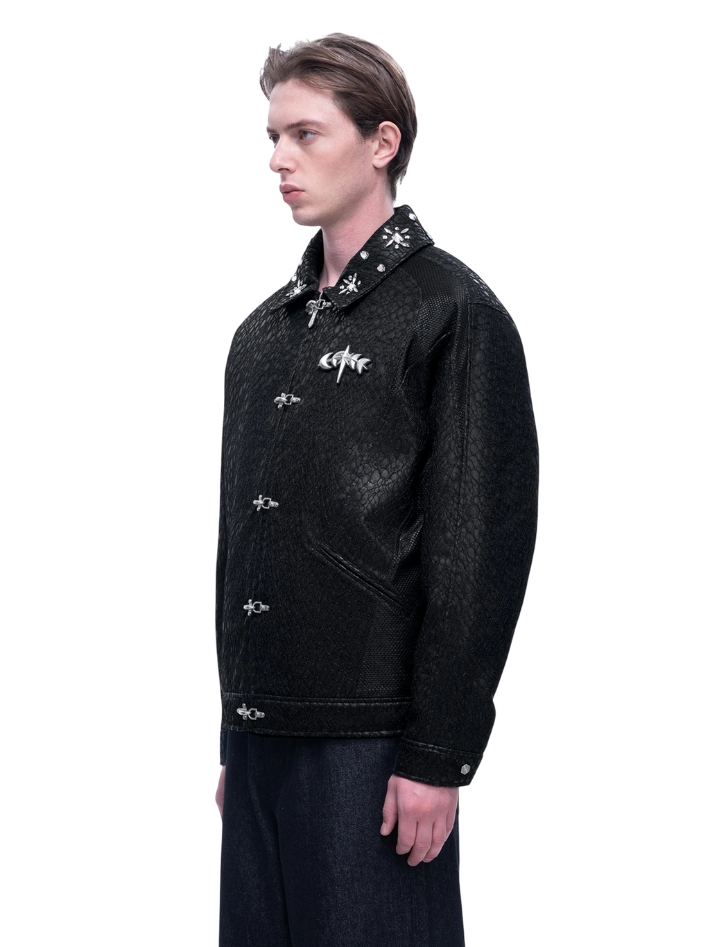 LUMINOUS DAWN STRUCTURED PATCHWORK LEATHER JACKET