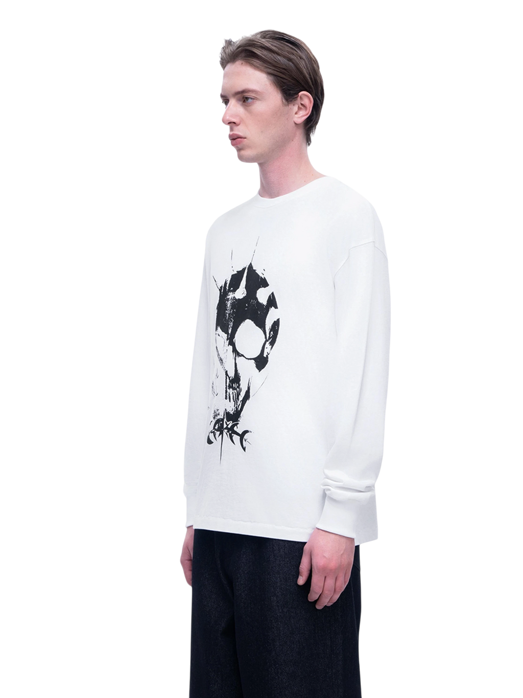TBHNP Luminous Dawn knight and ghost print long-sleeve tee — men's streetwear graphic tee