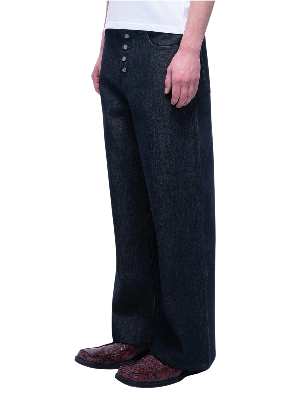 LUMINOUS DAWN BUTTON-FLY WIDE-LEG JEANS