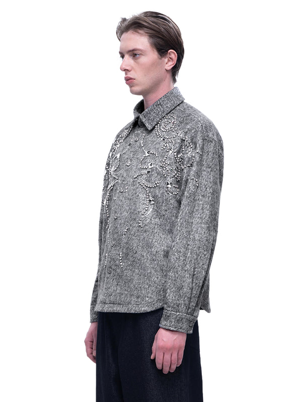 LUMINOUS DAWN RHINESTONE CROPPED SHIRT