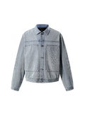LUMINOUS DAWN RHINESTONE PEARL DENIM TRUCKER JACKET