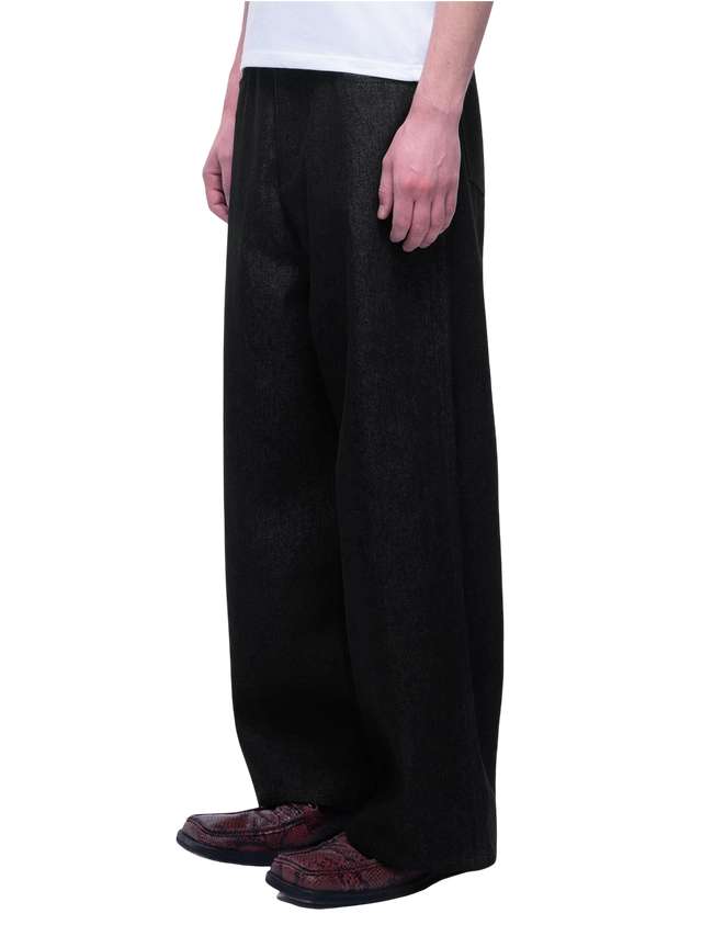 COATED BAGGY WIDE-LEG JEANS