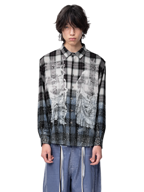 DISCIPLE DOUBLE SAINT RHINESTONE PLAID SHIRT