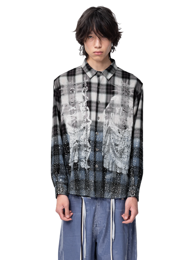 DOUBLE SAINT RHINESTONE PLAID SHIRT