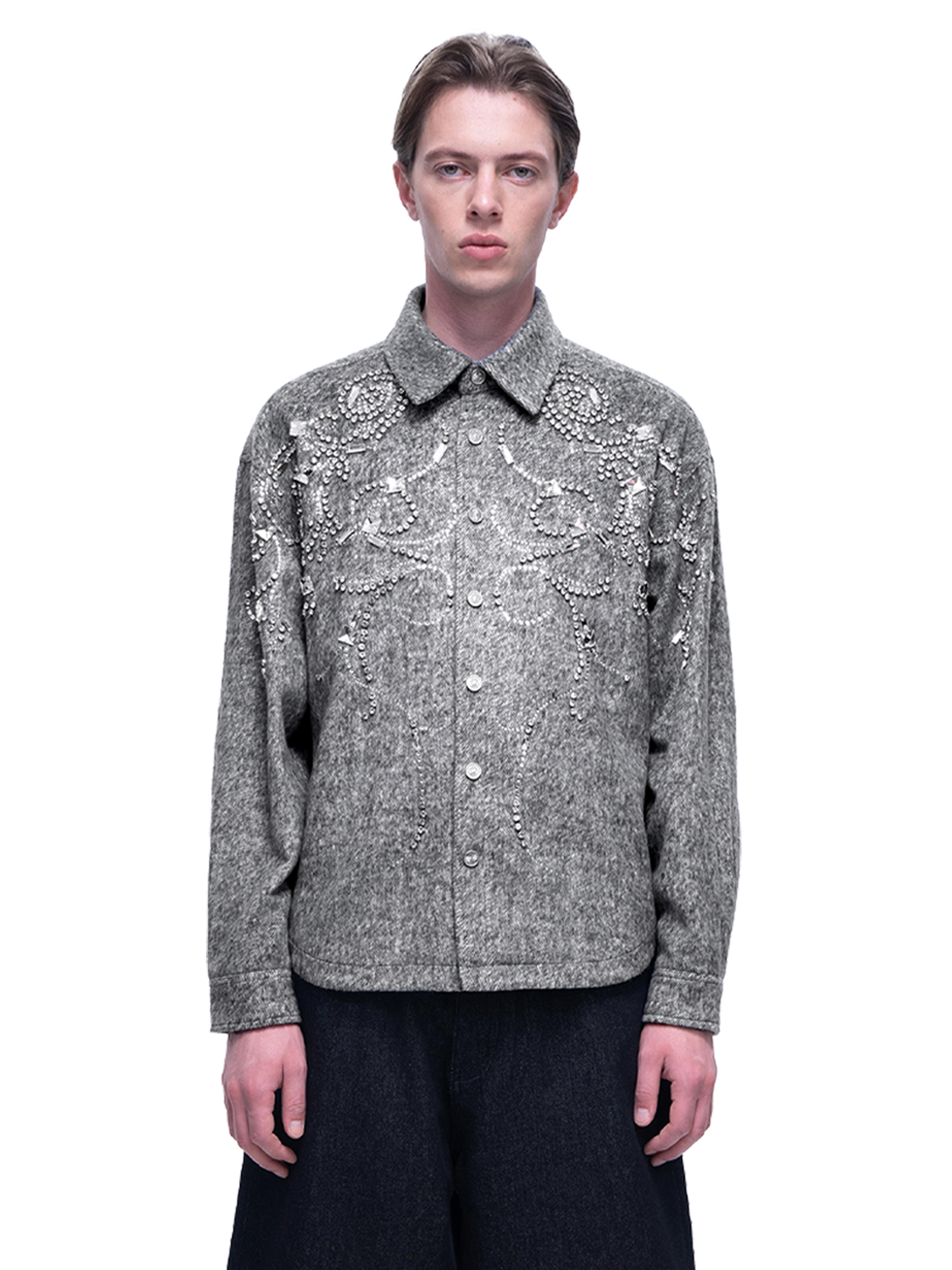 LUMINOUS DAWN RHINESTONE CROPPED SHIRT