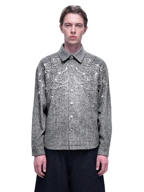 LUMINOUS DAWN RHINESTONE CROPPED SHIRT