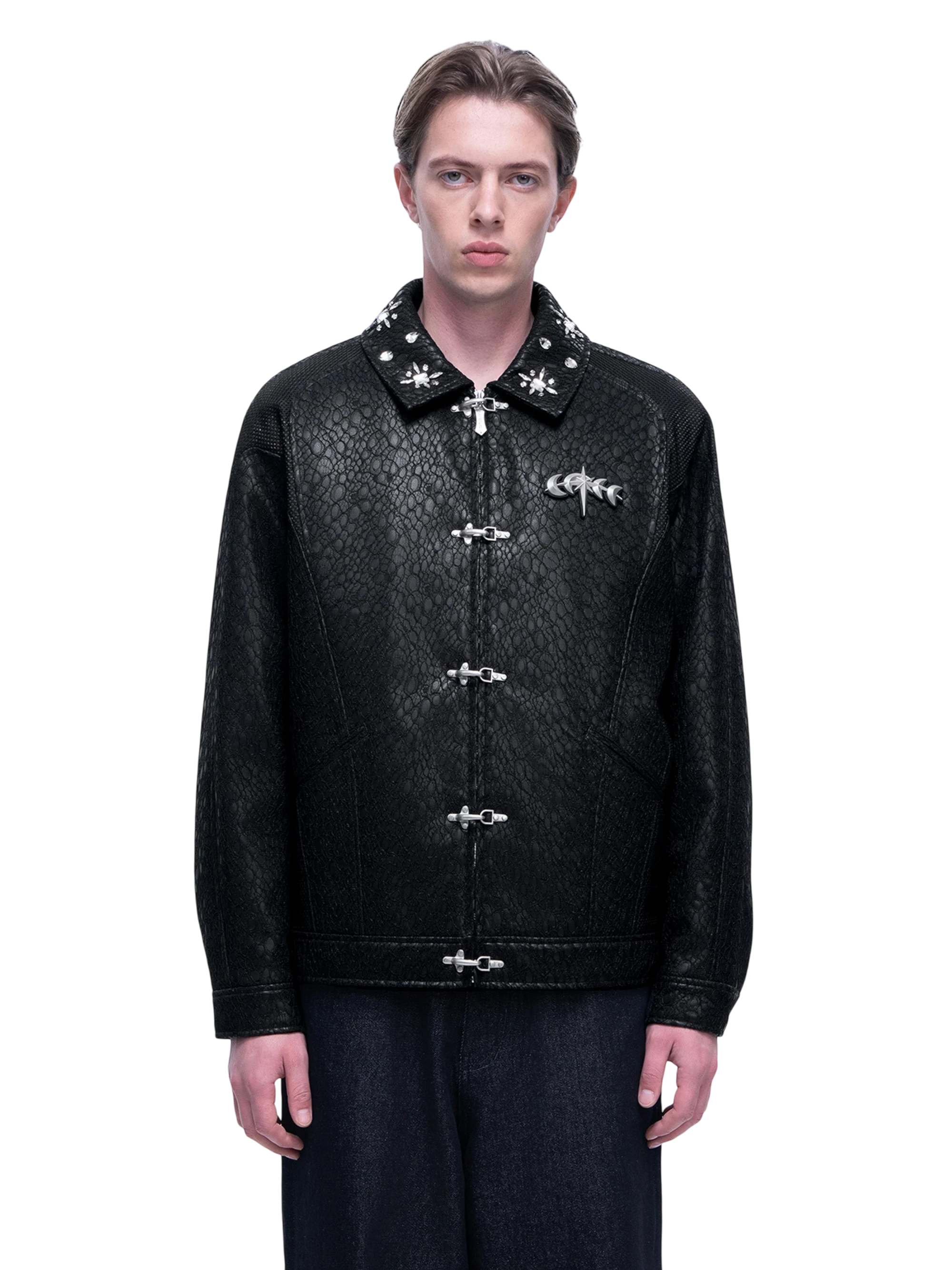 TBHNP Luminous Dawn structured patchwork padded jacket, black — men's streetwear jacket