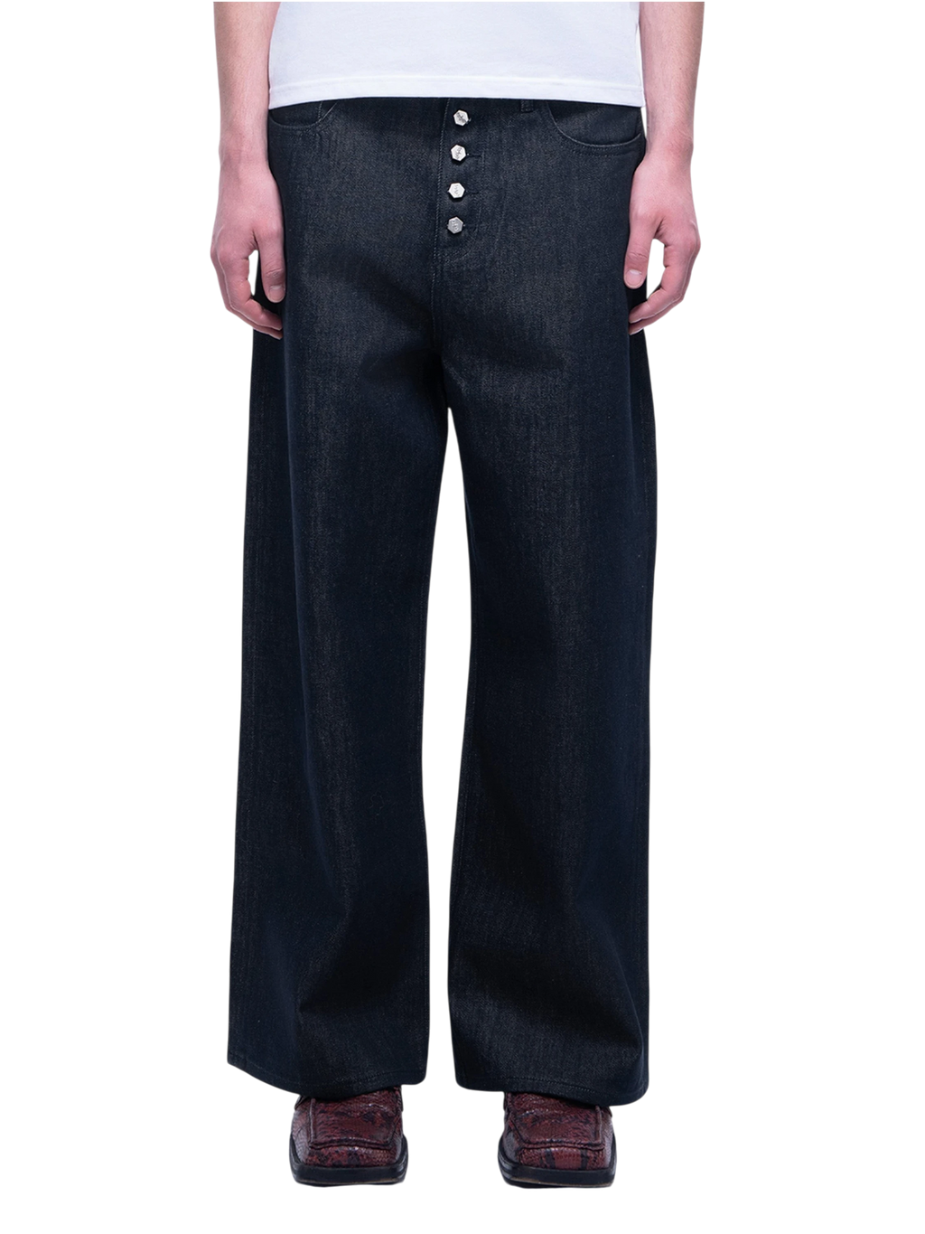 LUMINOUS DAWN BUTTON-FLY WIDE-LEG JEANS