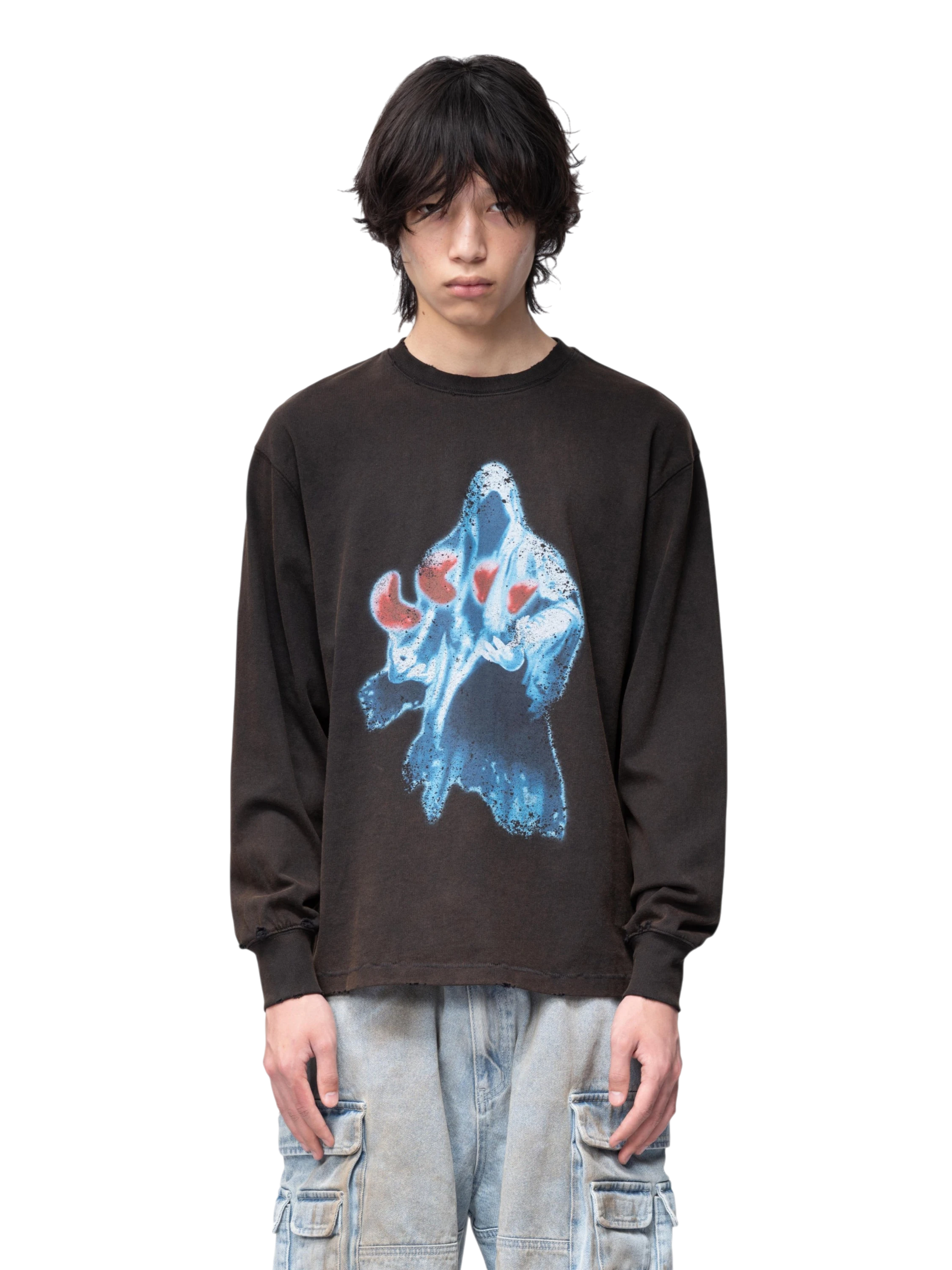 TBHNP Disciple two-tone washed long-sleeve tee — men's streetwear graphic tee