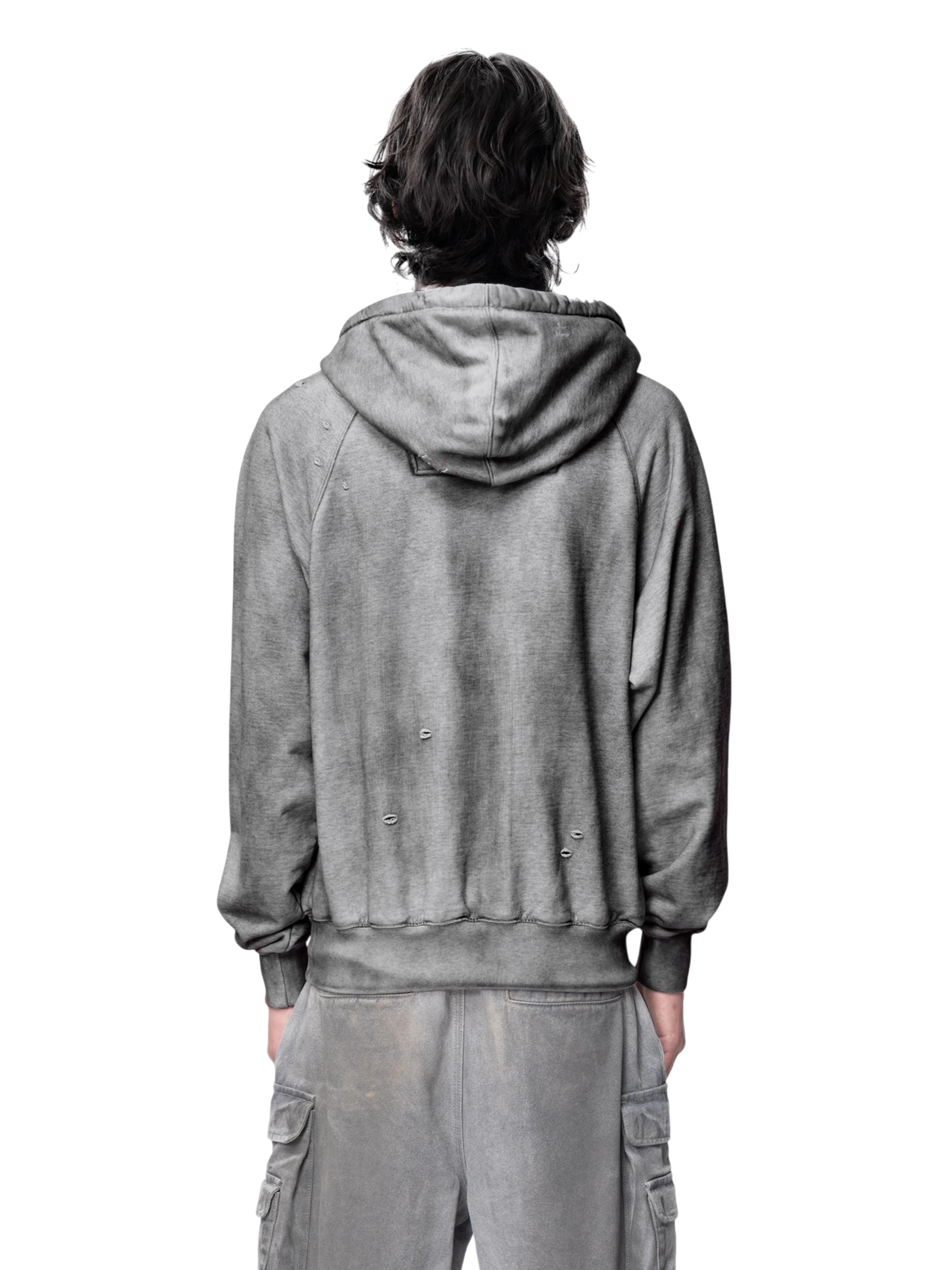 TBHNP Disciple distressed stained pullover hoodie, grey — men's streetwear hoodie