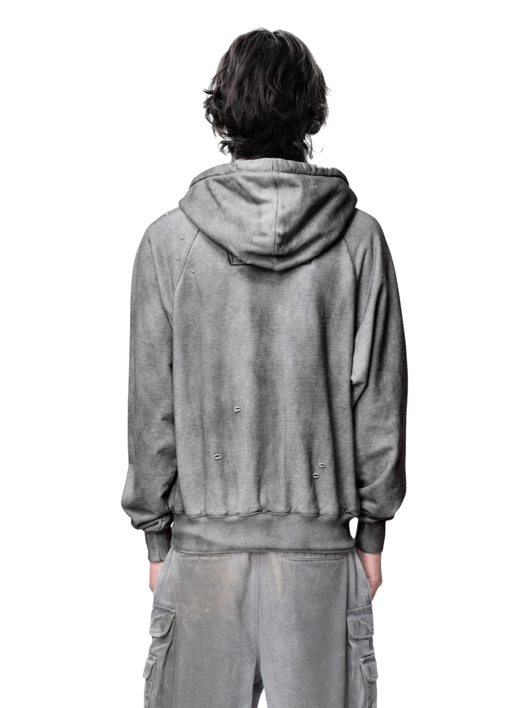 TBHNP Disciple distressed stained pullover hoodie, grey — men's streetwear hoodie
