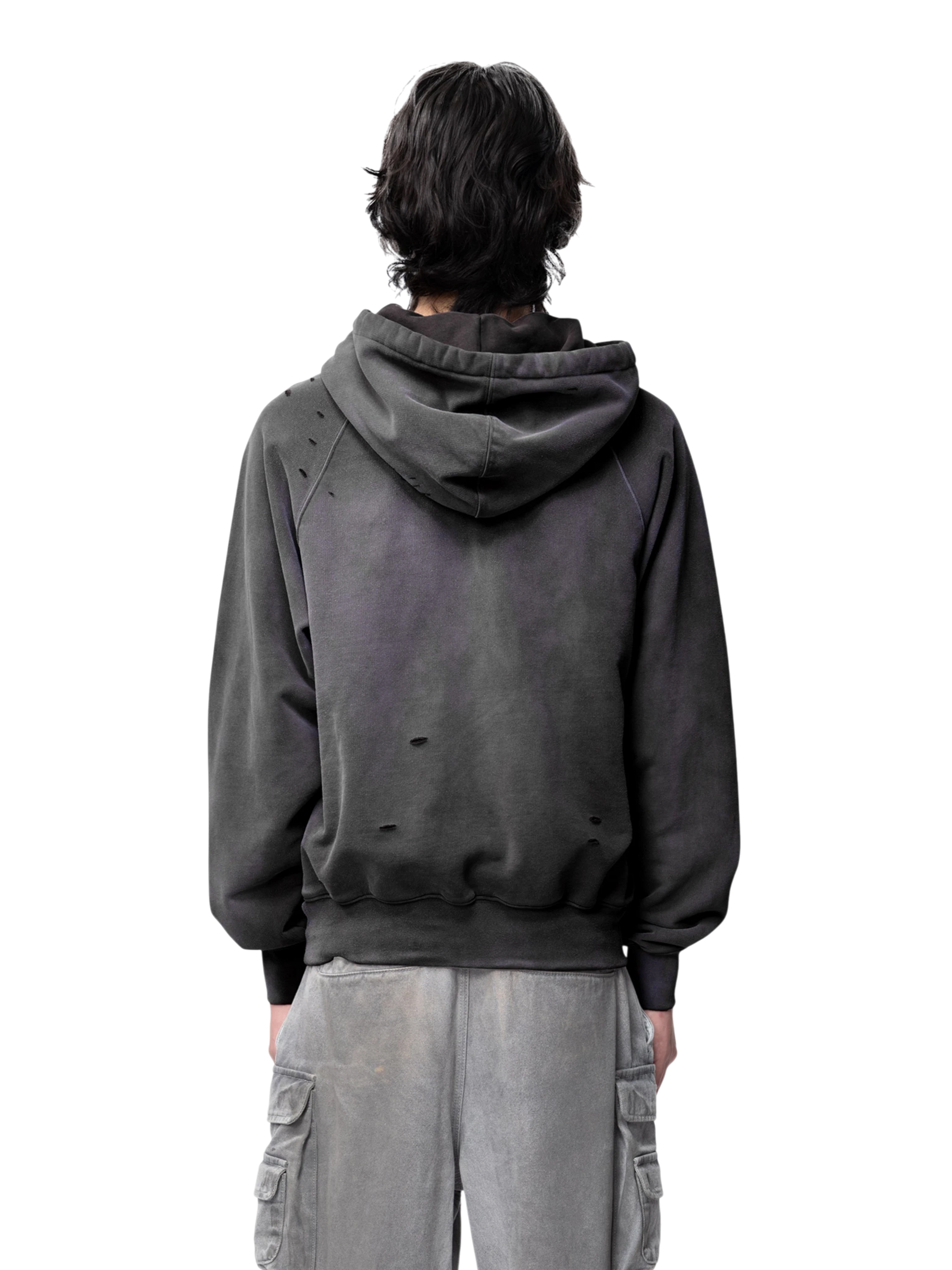 TBHNP Disciple distressed stained pullover hoodie, grey — men's streetwear hoodie