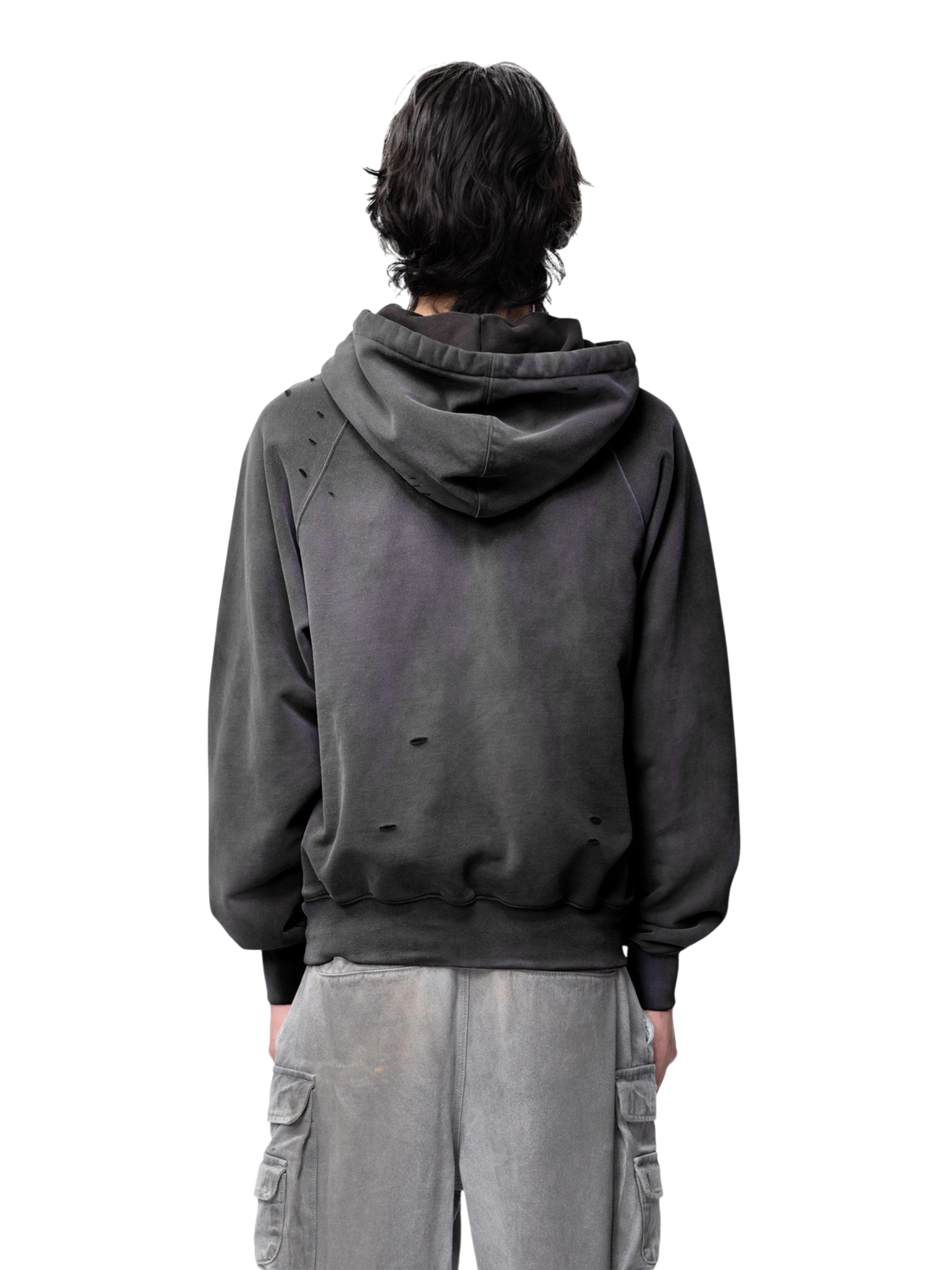 TBHNP Disciple distressed stained pullover hoodie, grey — men's streetwear hoodie