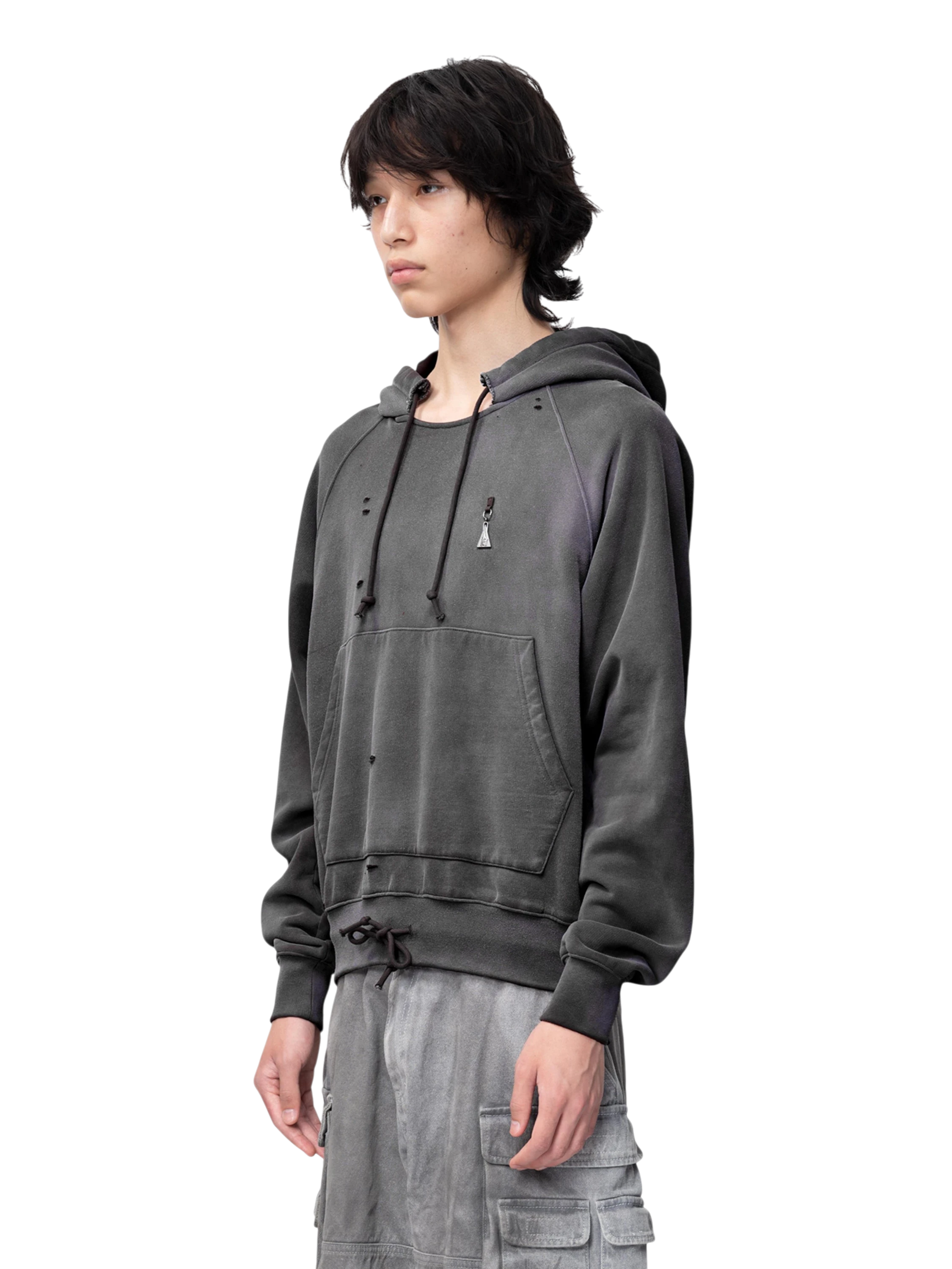 TBHNP Disciple distressed stained pullover hoodie, grey — men's streetwear hoodie