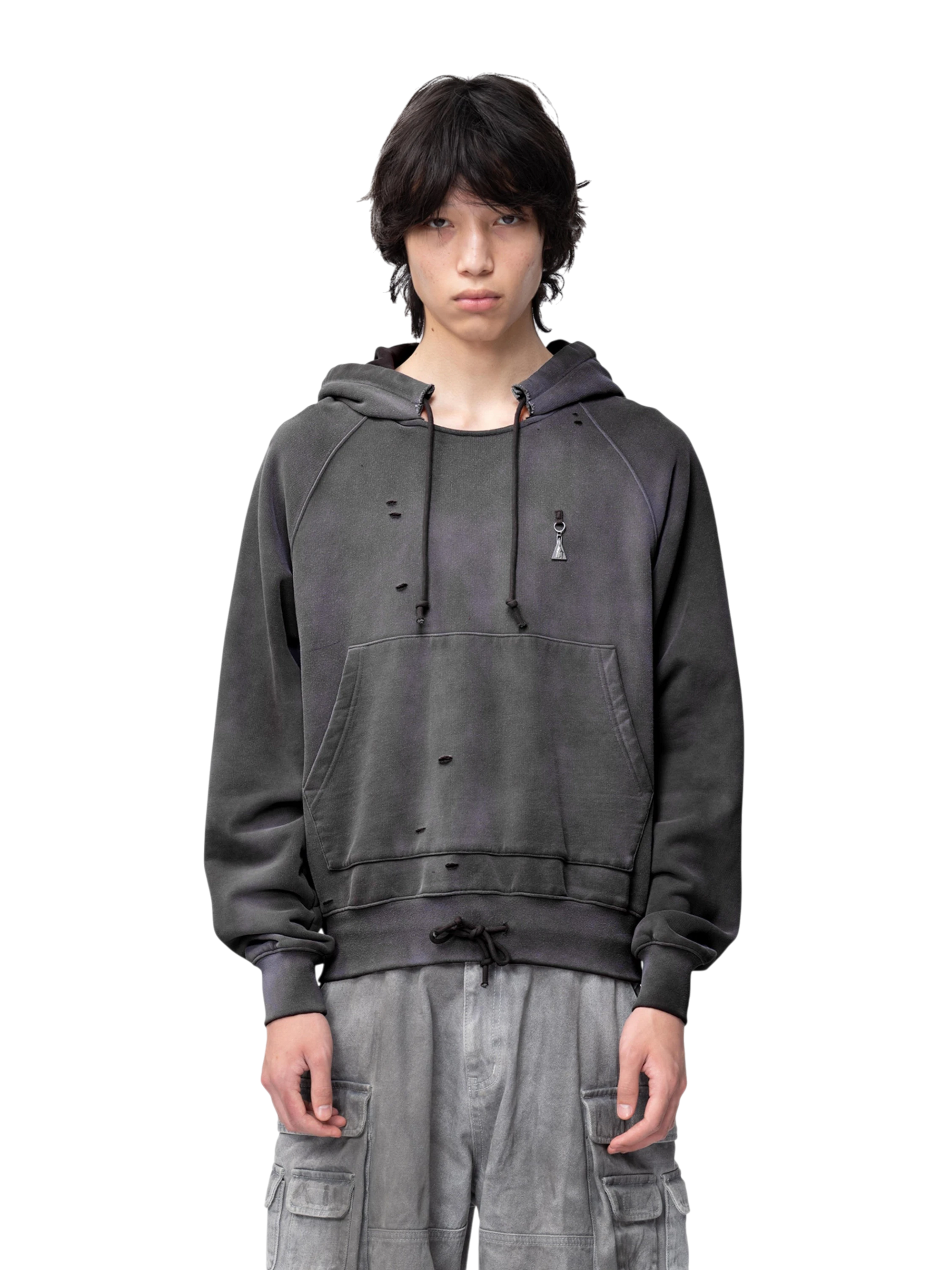 TBHNP Disciple distressed stained pullover hoodie, grey — men's streetwear hoodie