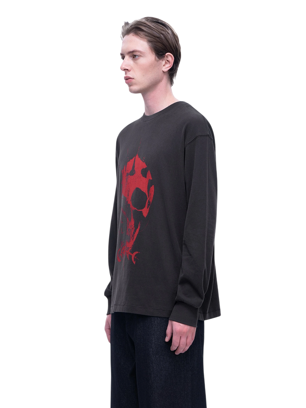TBHNP Luminous Dawn knight and ghost print long-sleeve tee — men's streetwear graphic tee