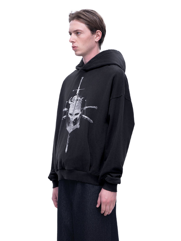 LUMINOUS DAWN KNIGHT AND SWORD PRINTED HOODIE