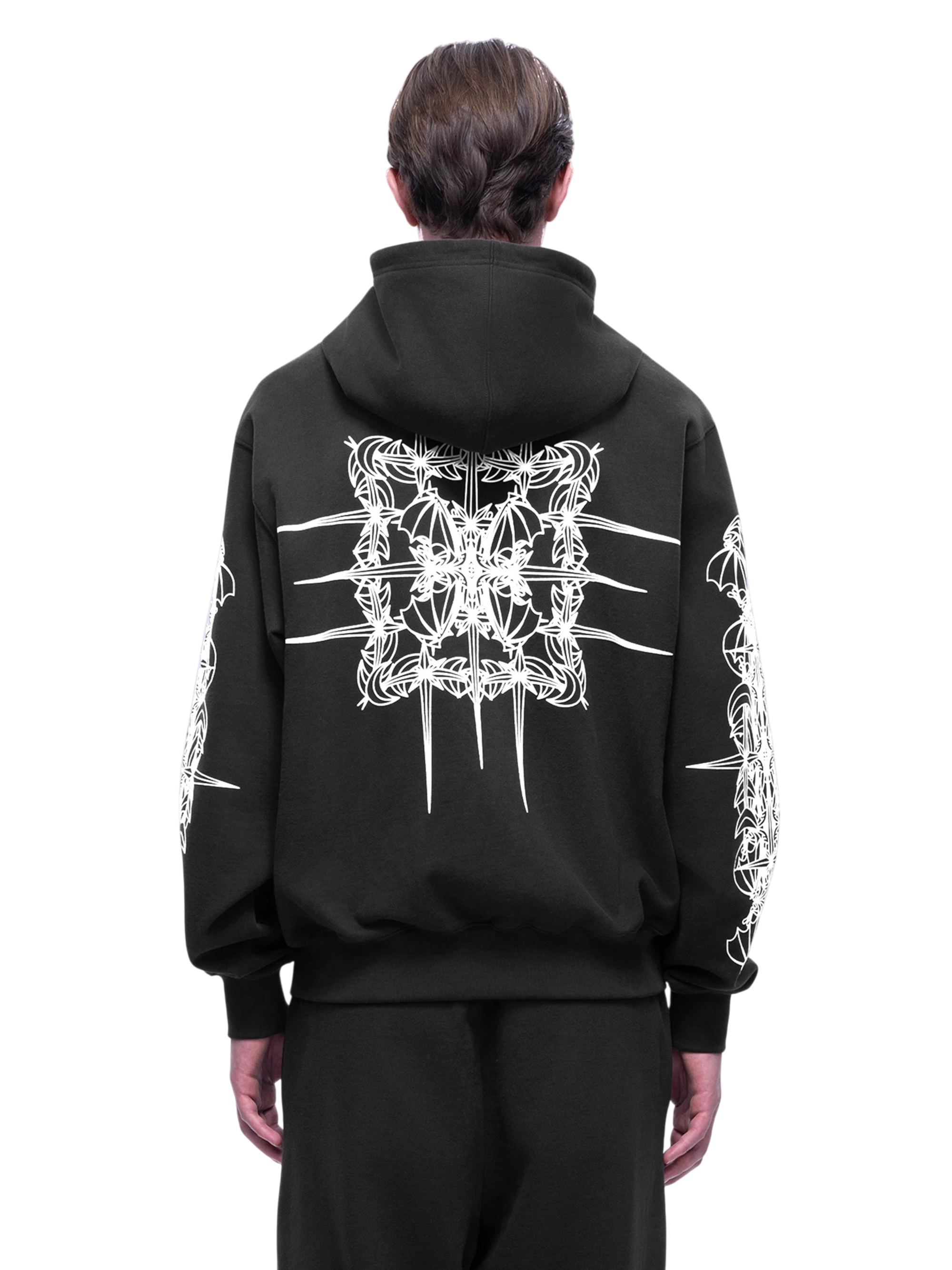 TBHNP Luminous Dawn astral logo flocked zip-up hoodie — men's streetwear hoodie