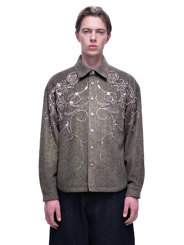 LUMINOUS DAWN RHINESTONE CROPPED SHIRT