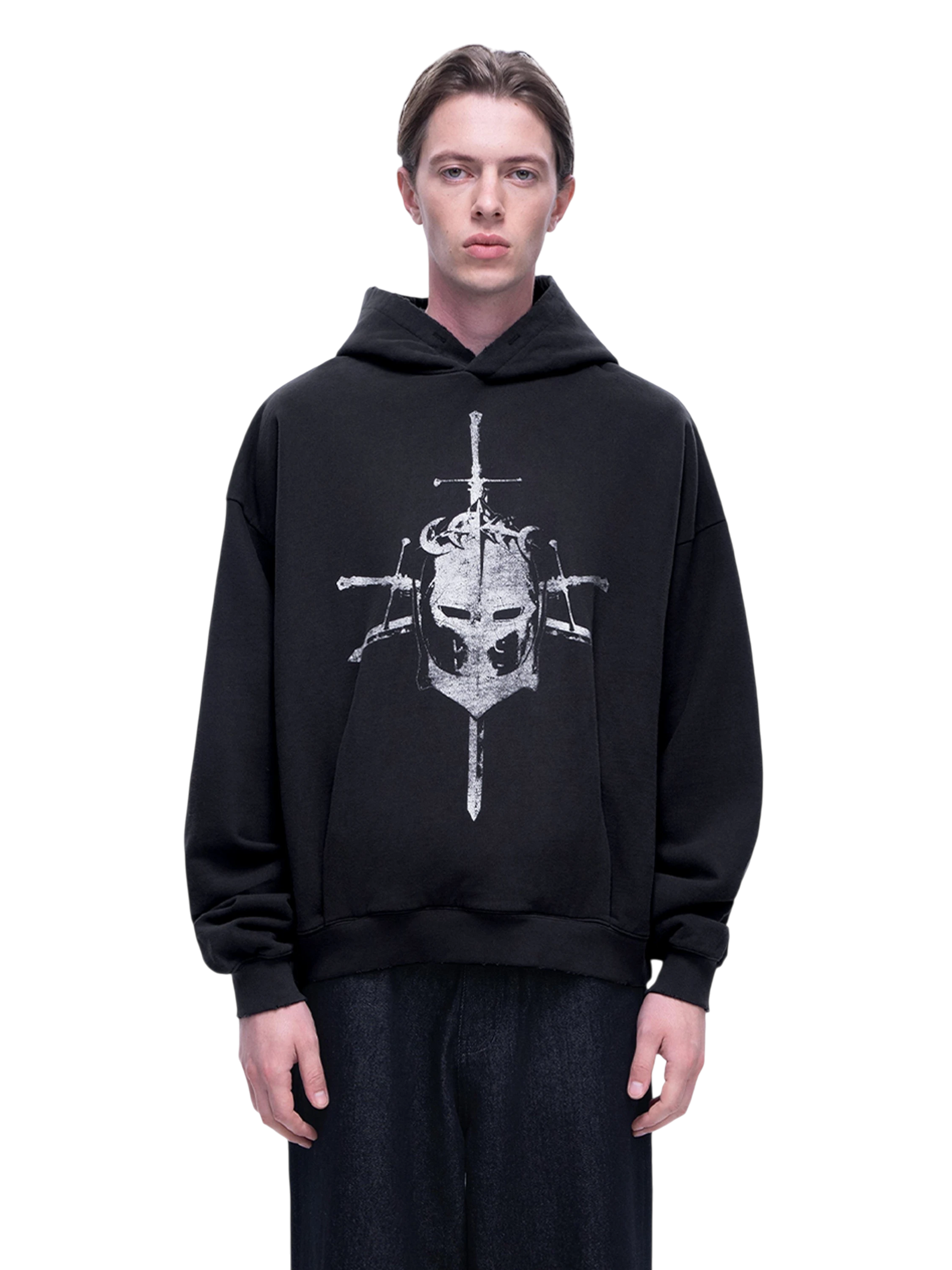 TBHNP Luminous Dawn knight and sword colour-block hoodie — men's streetwear hoodie