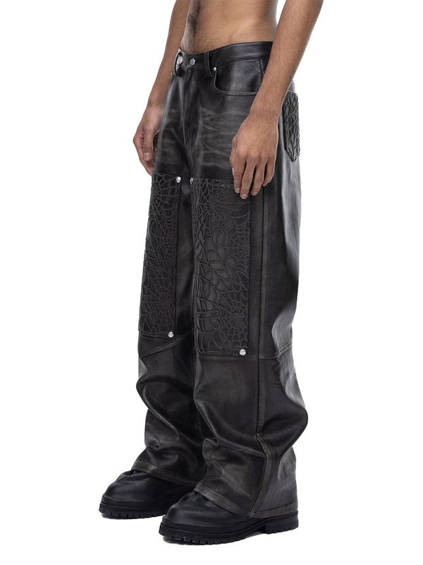 ECLIPSE OF THE BLOOD MOON COBWEB LEATHER PANTS