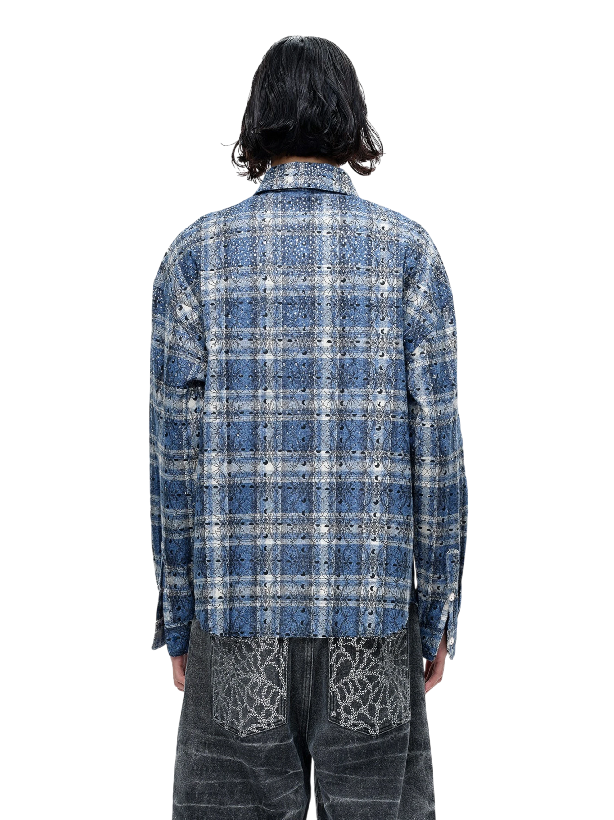 TBHNP Luminous Dawn Shadowbat buckle plaid flannel shirt — men's gothic streetwear button-up